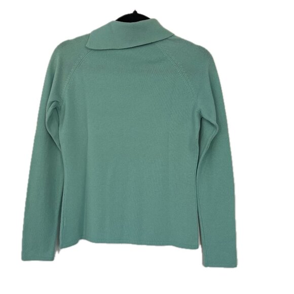 Saks Fifth Avenue Women's Sz M Split Turtleneck Cashmere Sweater Mint Green EUC - Picture 2 of 6